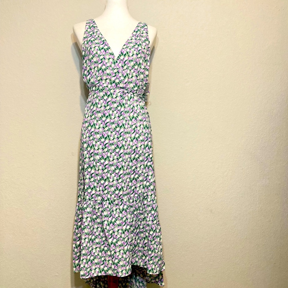 NWT STITCHDROP April Shower High Low Sleeveless Wrap Dress Criss-Cross Back Lrg
